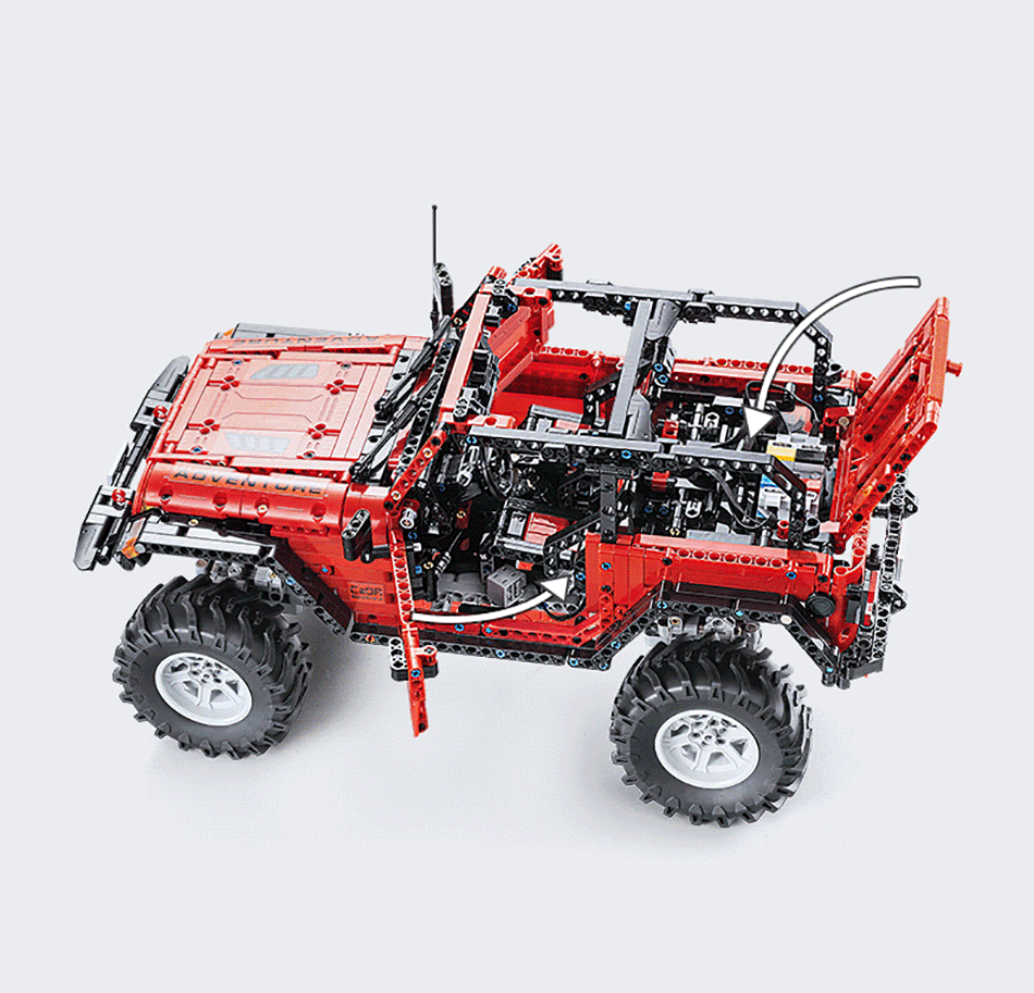 CaDA дистанционного Управление Jeep Wrangler авантюриста транспортного средства для бездорожья Р/У Машинки 1941 шт с светодиодный свет двигатель Мощность игрушки подарки C61006