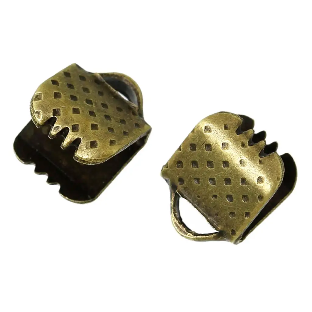 DoreenBeads бронзовый тон текстурированные концевые колпачки Обжимные бусины 6x8 мм