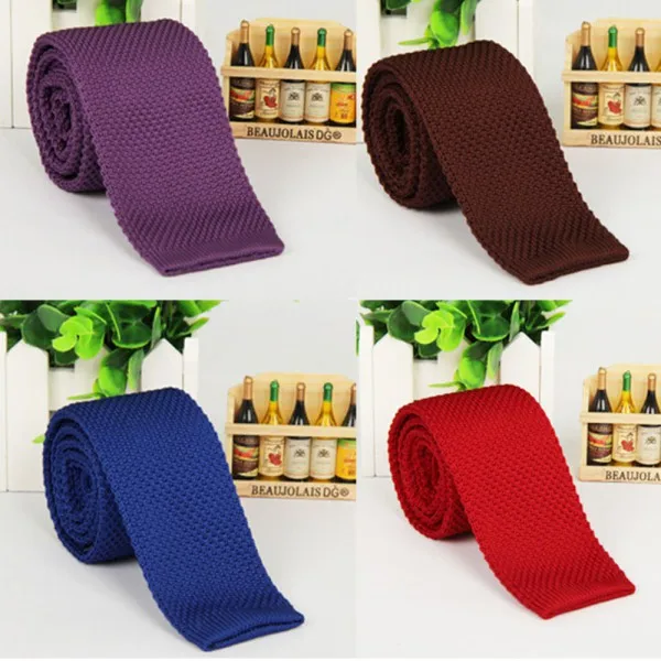 Модный мужской однотонный Вязаный Галстук простой узкий галстук | Аксессуары для