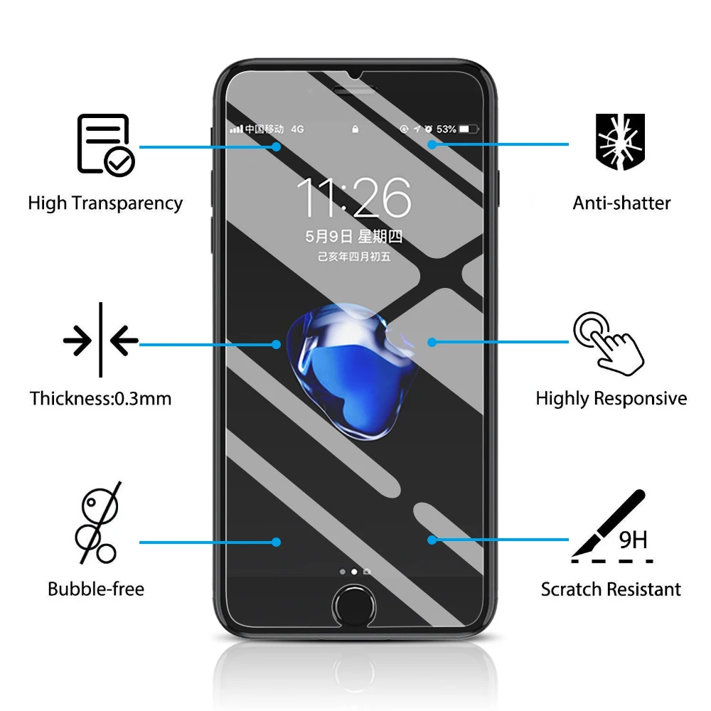 ZRSE 3 шт Защитное стекло для iPhone 6 6S 7 8 Plus X на XS MAX XR Защитная пленка экрана 4 5 5S SE