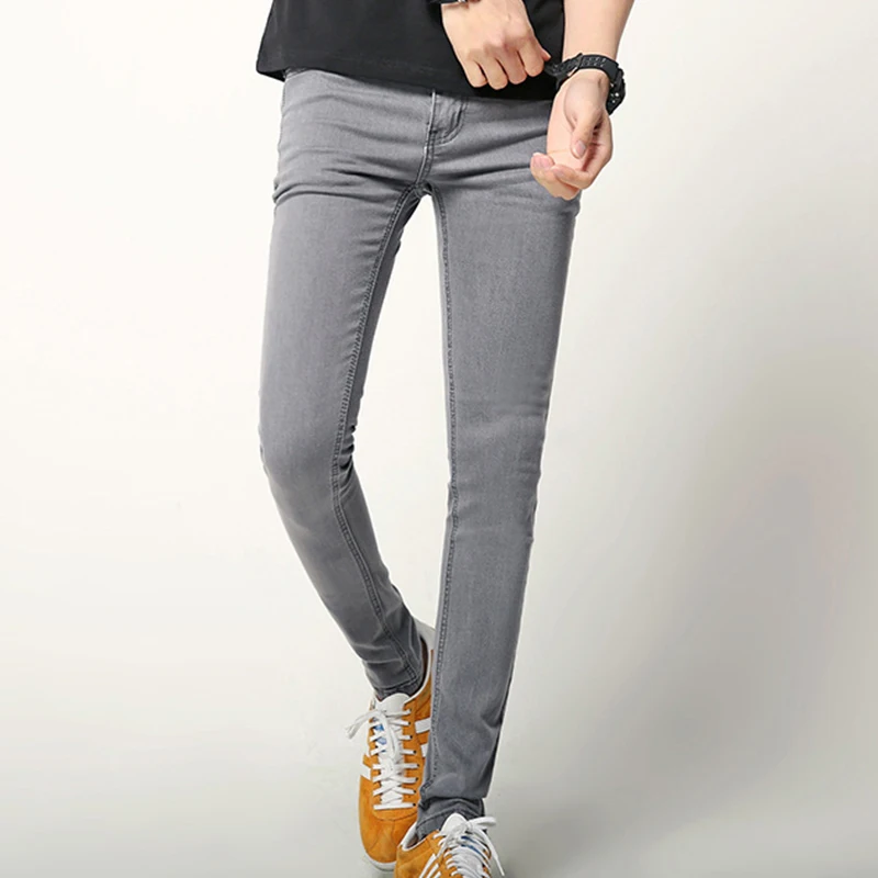 Мужские узкие джинсы деним серые эластичные корейская мода 2019|mens grey skinny jeans|grey