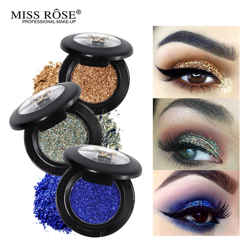 Miss Rose Косметика блестящие зеркальные тени для век мерцающие пигменты серебряные