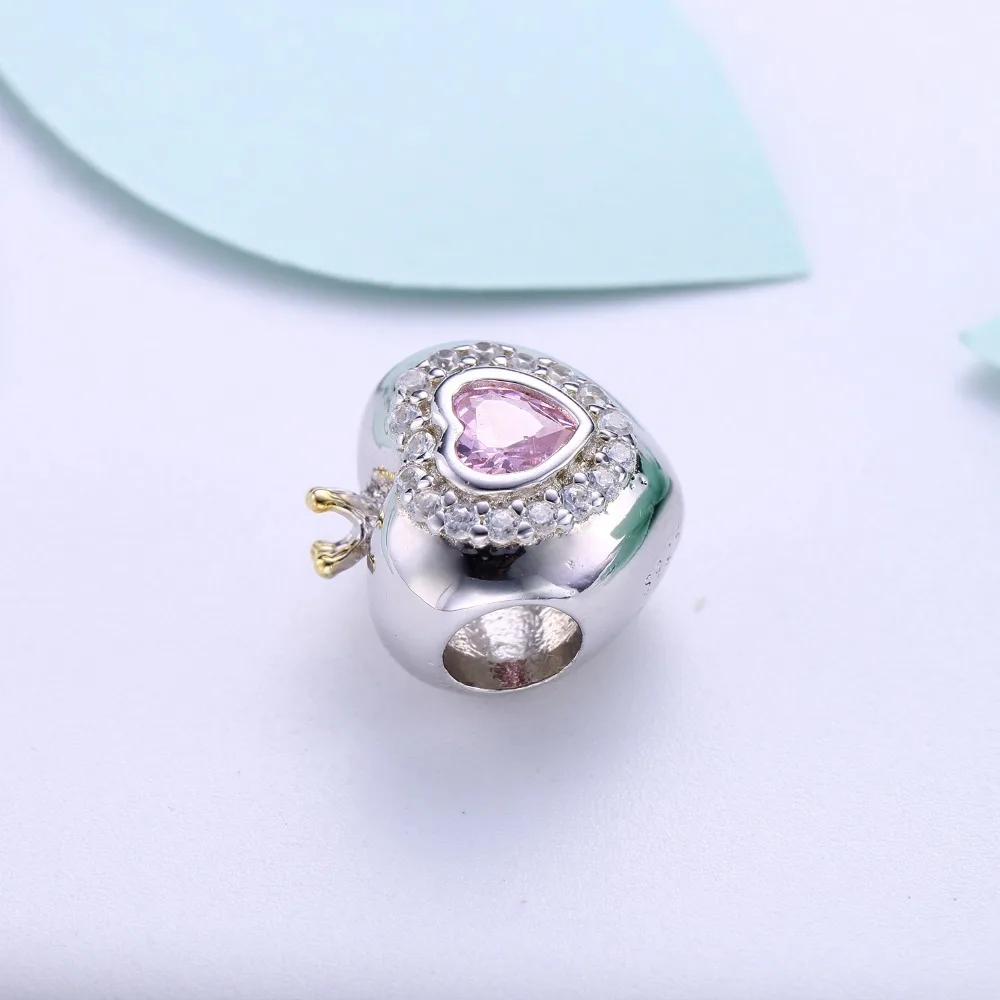 Видео! Комплект принцессы с сердечком серебряные бусины 925 пробы Подвески fit