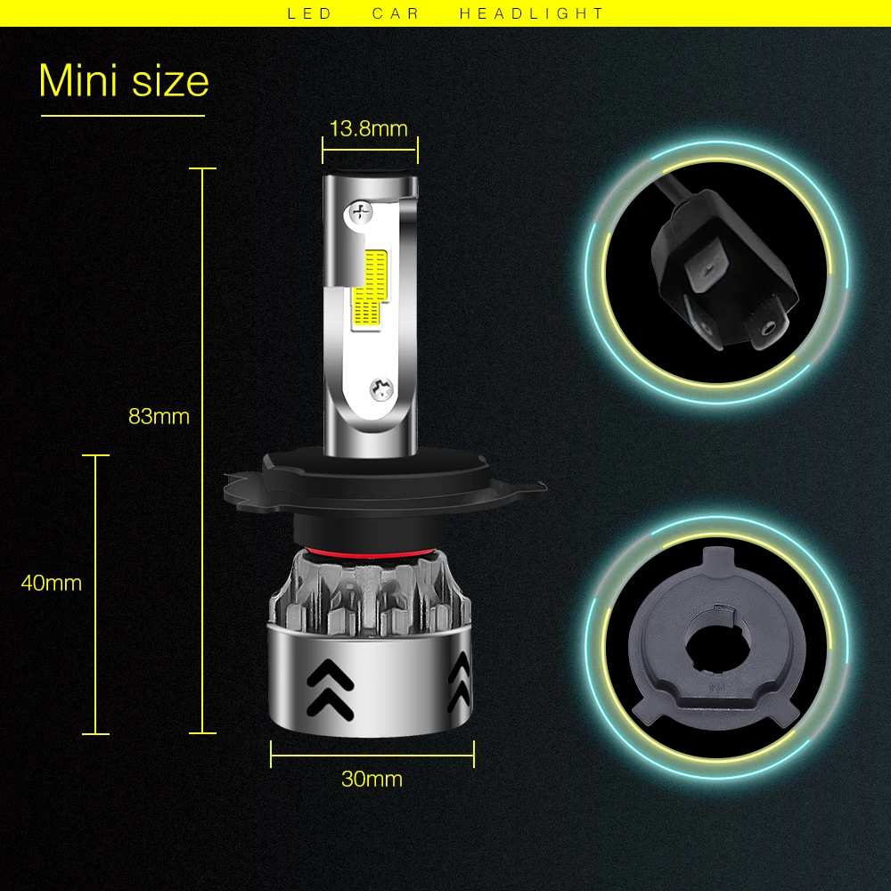 EURS Mini6 2 шт. автомобиль лампы для передних фар Led H1 H4 H7 40W 12V/24V Автомобильные