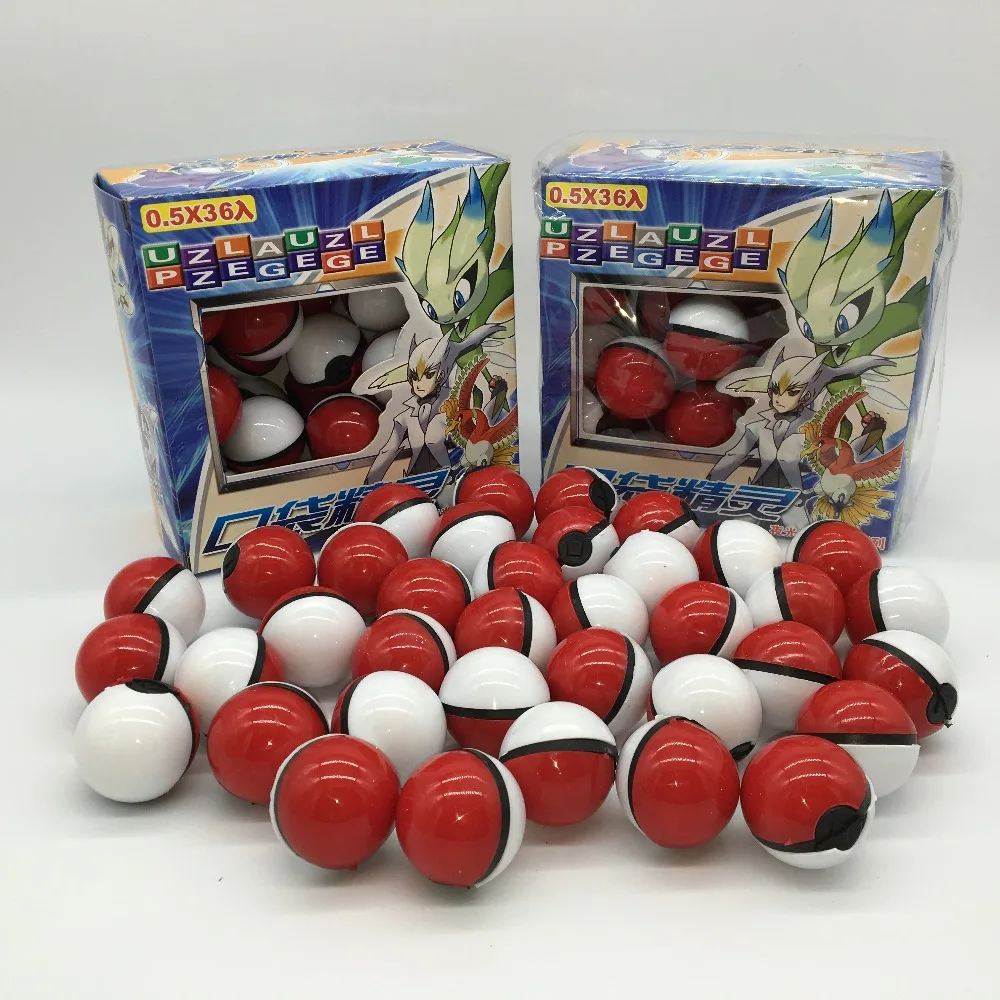 36 шт./лот многоцветный/красный PokeBall питомец с кристаллами pokebolas Poke фигурка Pokeball Pikachu рисунок наклейки игра мяч игрушка