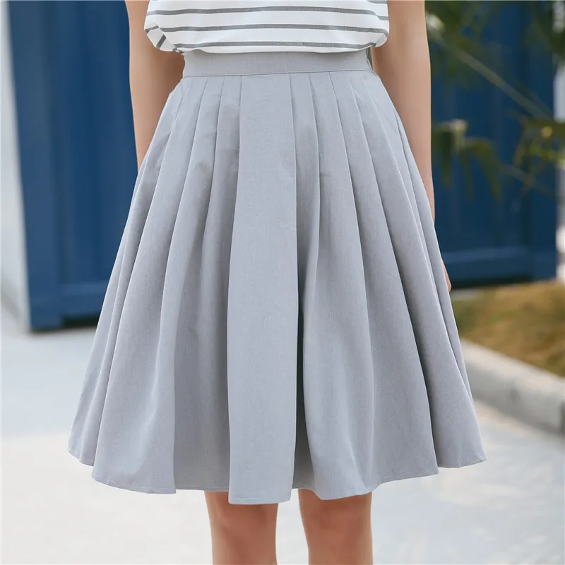 Женская однотонная Студенческая юбка 2020 плиссированная зонт с высокой талией