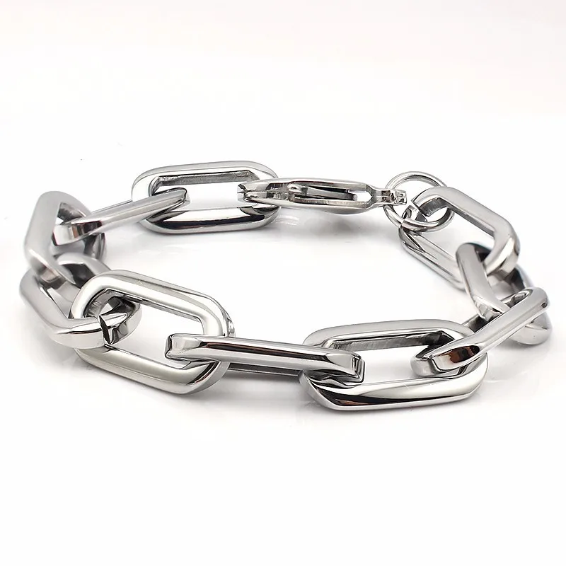 Bracelets Silver Color Wide Bracelets European Simple Style Boy/Girl Chain Bracelet 19CM Length Bangle Jewelry