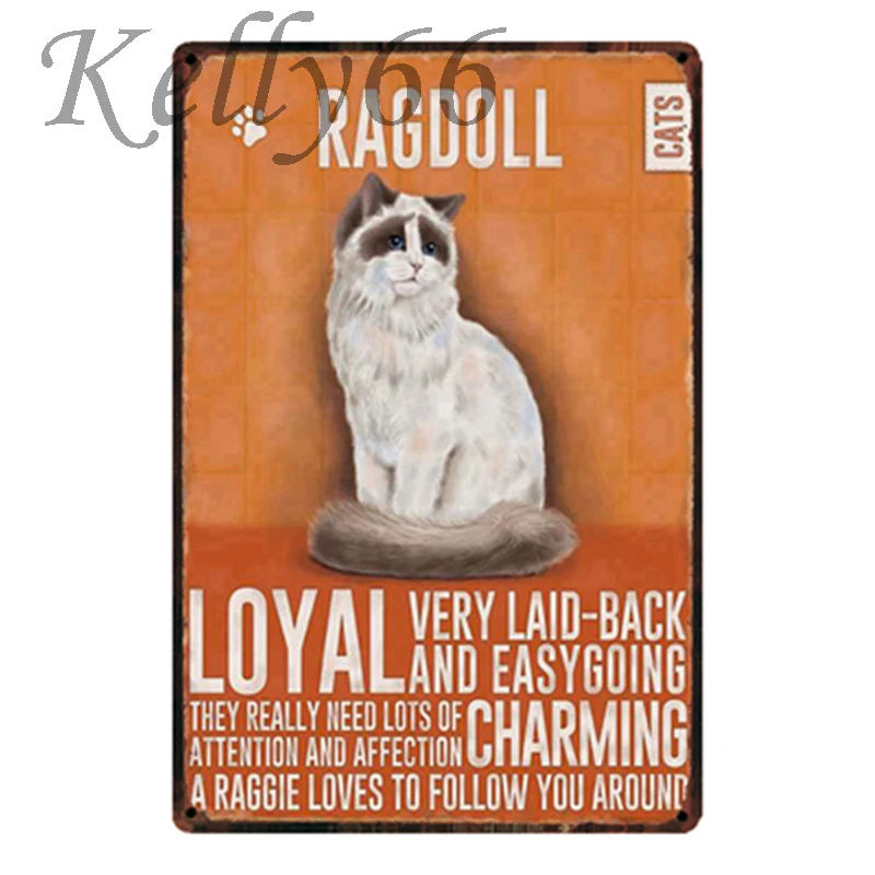 [Kelly66] Ragdoll CAT металлическая вывеска Оловянная табличка для домашнего декора настенная художественная живопись 20*30 см Размер y-1796 - Цвет: y-1796
