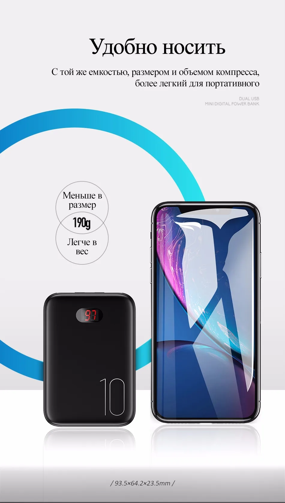 Мощность банка для xiaomi mi iPhone USAMS Мощность банк mi ni 10000 мАч светодио дный Дисплей Dual USB Мощность Bank внешняя Батарея Быстрая зарядка