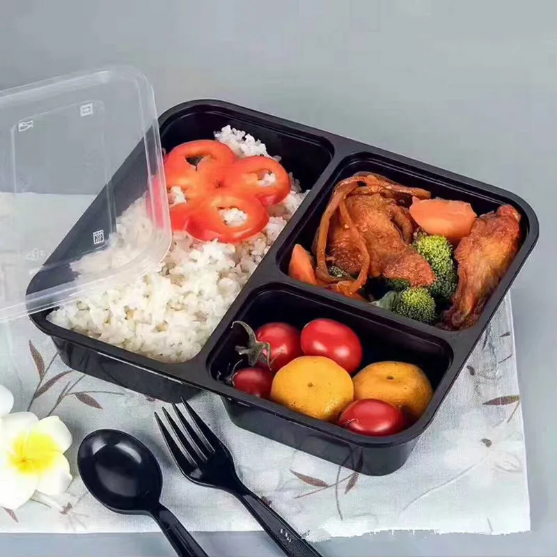 3 отсека многоразовые пластиковые контейнеры для хранения продуктов с крышками, микроволновая печь и посудомоечная машина, Bento Ланч-бокс, набор из 5