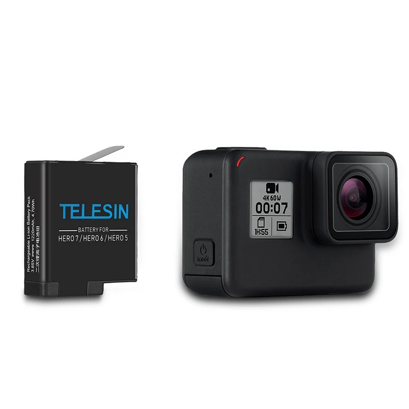 Аккумулятор для камеры + зарядное устройство USB 3 GoPro Hero 7 6 5 Черный Сменный