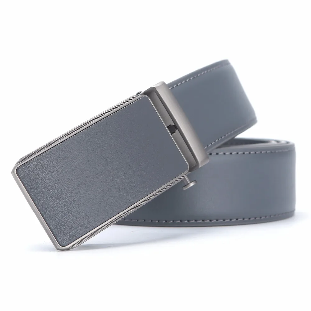 Famous Brand Belt Men Top Quality Genuine Luxury Leather Belts for Men Strap Male Metal Automatic Buckle 3.5cm Gray Belts