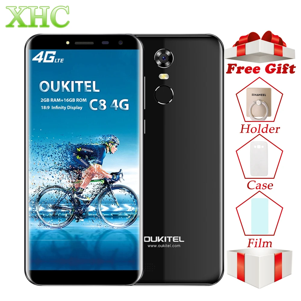 OUKITEL C8 2 ГБ + 16 смартфон отпечатков пальцев ID 5 дюймов Android 7 0 MTK6737 4 ядра LTE г Dual SIM ОТА