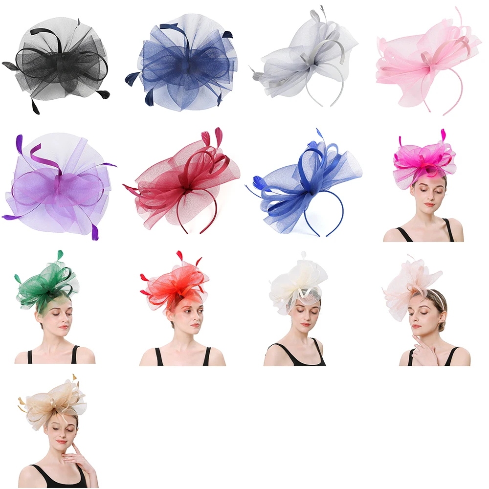 Женская Коктейльная шляпа FS элегантная розовая или красная с перьями аксессуары