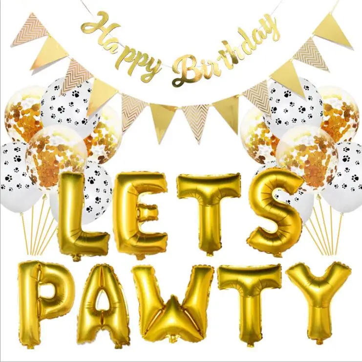 LETS PAWTY воздушные шары из фольги украшение на день рождения дети алфавит собаки