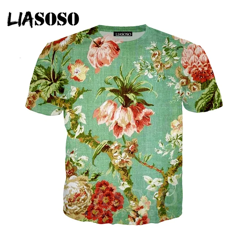 Футболка Объёмный рисунок (3D-принт) красивые красочные мужчин и женщин цветок