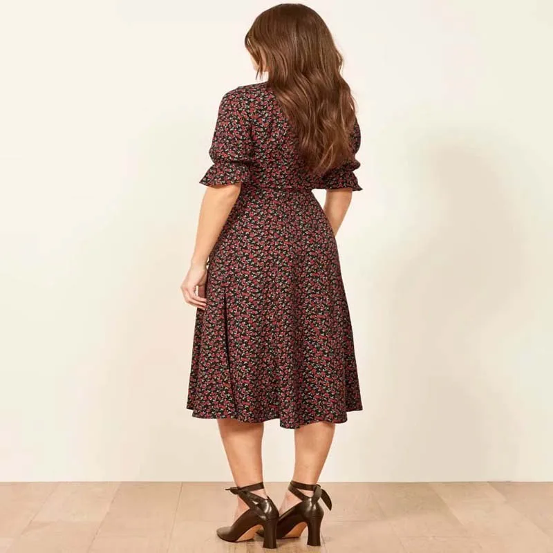 Платье женское Пляжное с коротким рукавом из шифона треугольным вырезом