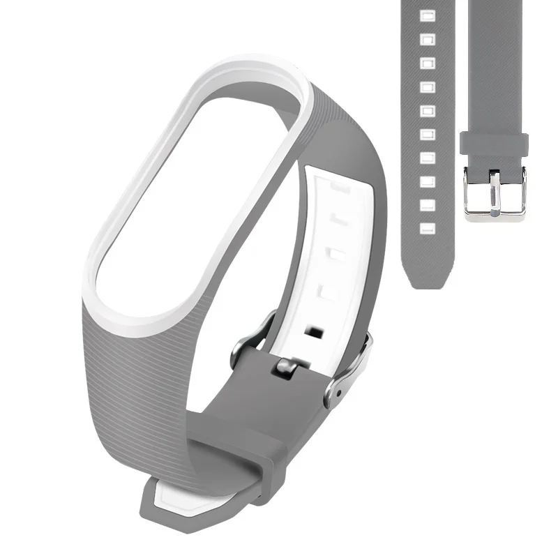 gray white Браслет mi band 4 и 3, сменный ремешок для Xiaomi mi, цветной ремешок, браслет против потери, браслет для Xiaomi mi Band 3 - Цвет: gray white
