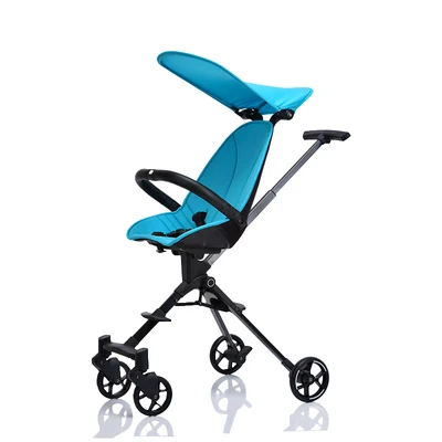 Blue(Black frame) Детская коляска с высоким пейзажем, складная детская коляска на колесиках, легкая Двусторонняя детская коляска kinderwgen Triciclo Infantil - Цвет: Blue(Black frame)