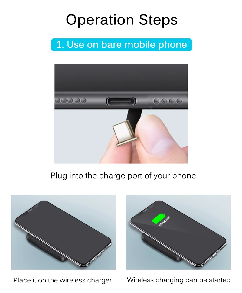 Быстрое беспроводное зарядное устройство Qi приемник для iPhone 6 7 Plus Универсальный зарядный приемник адаптер Pad катушка для телефона Micro usb type-C