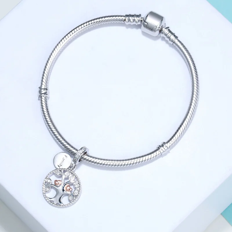 SG 925 серебряные подвески потепление семьи Древо жизни бусинами Fit Аутентичные Pandora Браслеты ювелирных изделий DIY Валентина подарки
