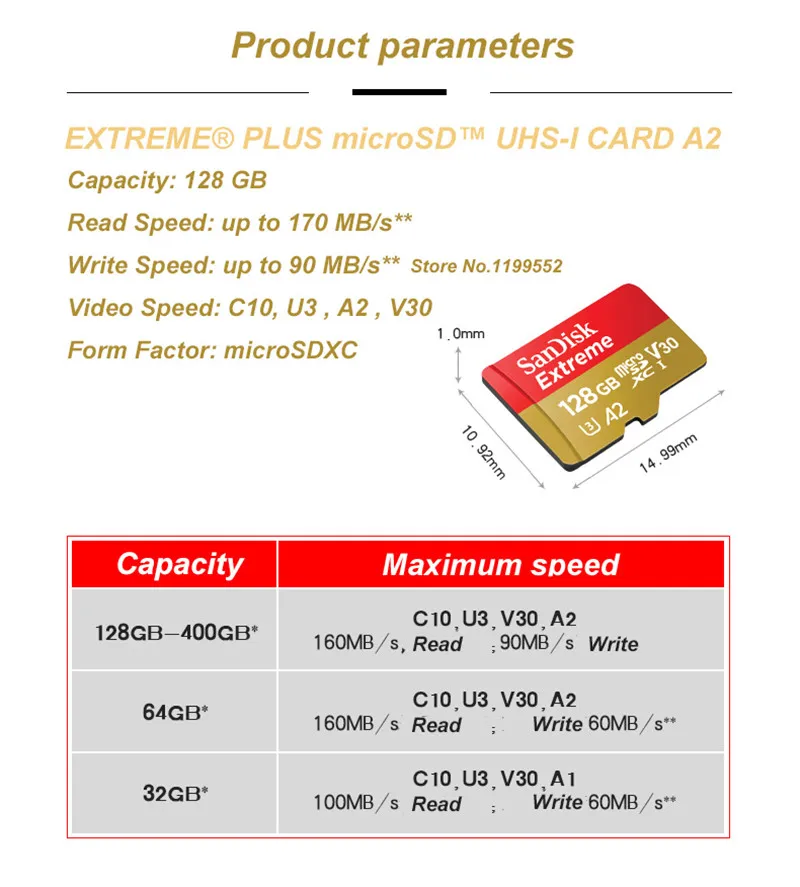 Двойной Флеш-накопитель SanDisk Extreme Pro micro sd карта, 32 ГБ, 64 ГБ 128 A2 U3 V30 Class10 флеш-карты памяти Tf 170 МБ/с. флэш-карта памяти, мicro sd карт micro sd