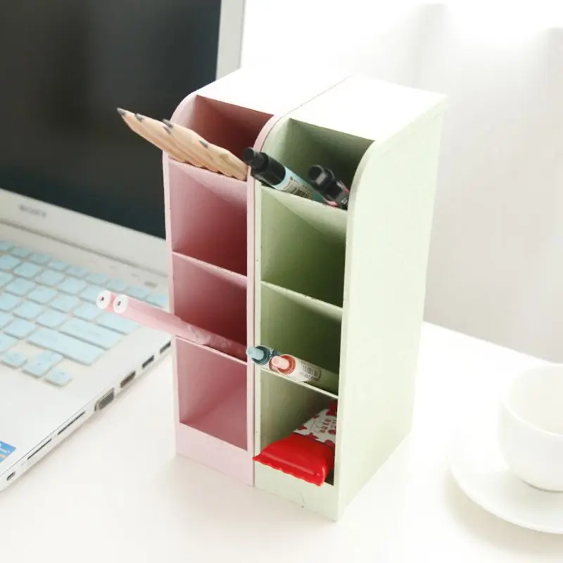 Multi-function 4 Grid Desktop Pen Holder Office School Storage Case Box Wheat Straw Desk Pencil Organizer Stationery | Канцтовары для