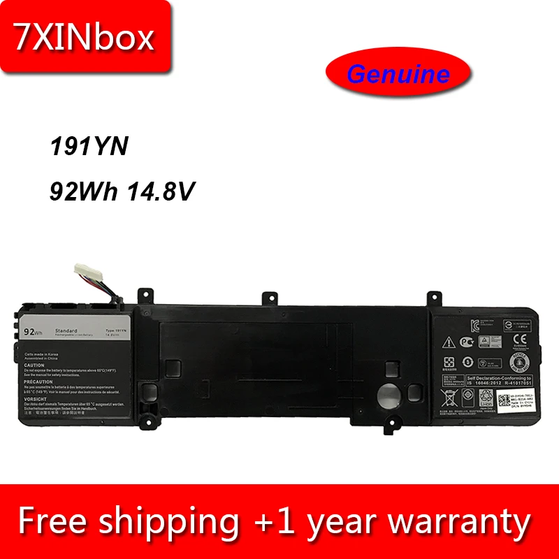 7XINbox 92Wh 14 8 V Подлинная 191YN 2F3W1 батарея для ноутбука Dell Alienware 15 R1 R2 17 R3 ALW15ED 1728