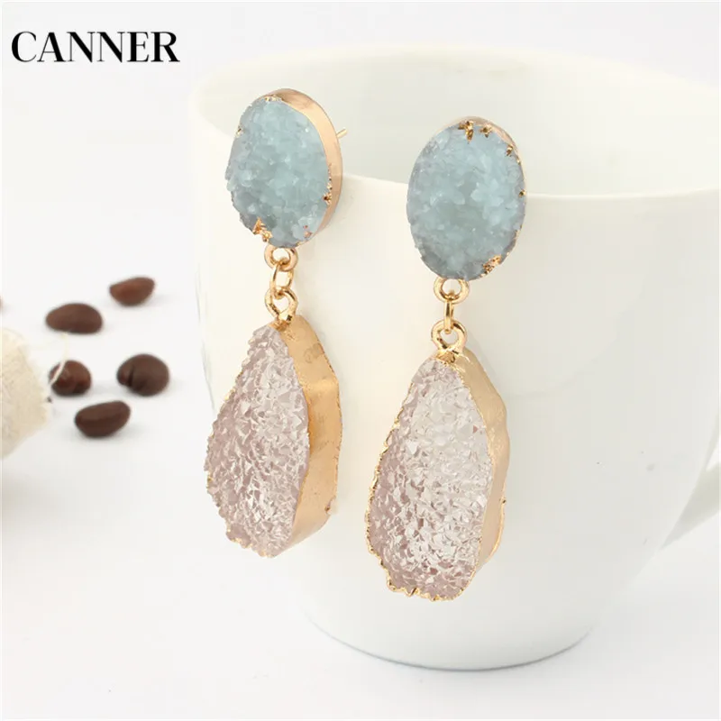 Женские длинные серьги-подвески Canner корейские шикарные серьги из камня и смолы