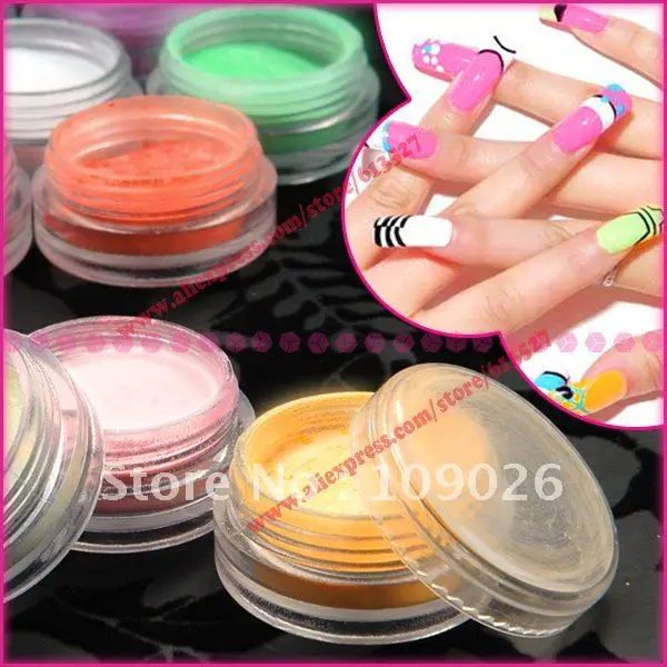 Неоновый акриловый порошок для ногтей разных цветов 10 горшков|colored nail acrylic