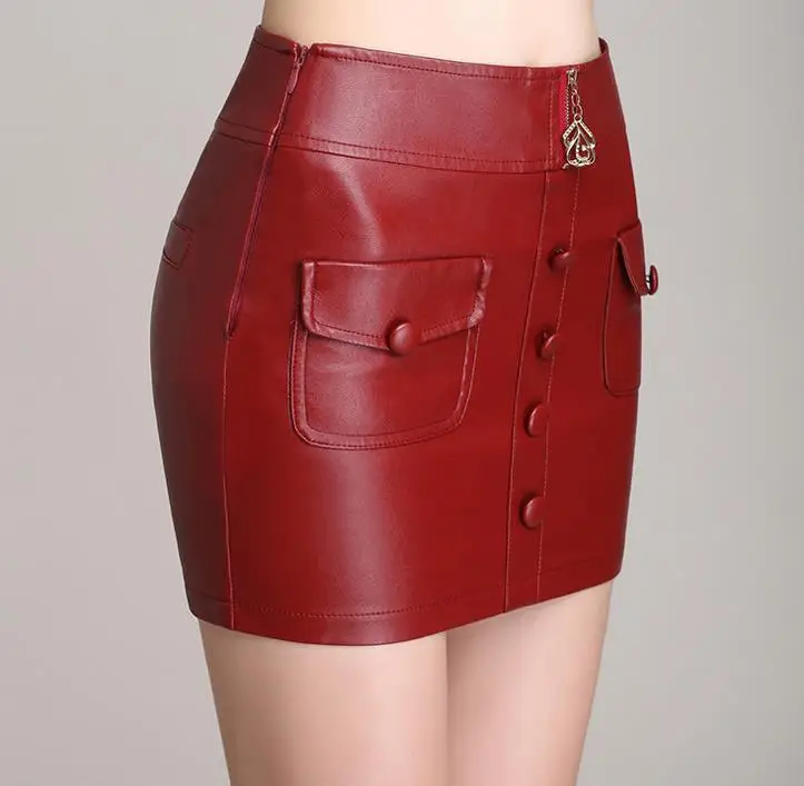 Женская короткая юбка из искусственной кожи Кожаная Мини-юбка-карандаш большие