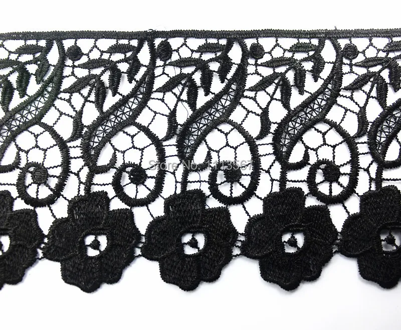 12 ярдов ремесло черный водорастворимый полый цветок украшение из ткани вышитая