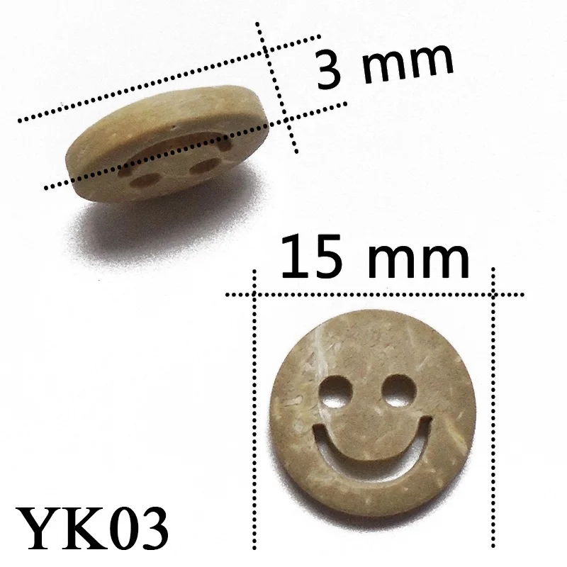 YK03 ZIEENE 10 шт., 30 шт., 50 шт., 100 шт., натуральный цвет, круглые лазерные кокосовые пуговицы 13 мм, 15 мм, рукоделие, шитье, скрапбукинг, ручная работа - Цвет: YK03