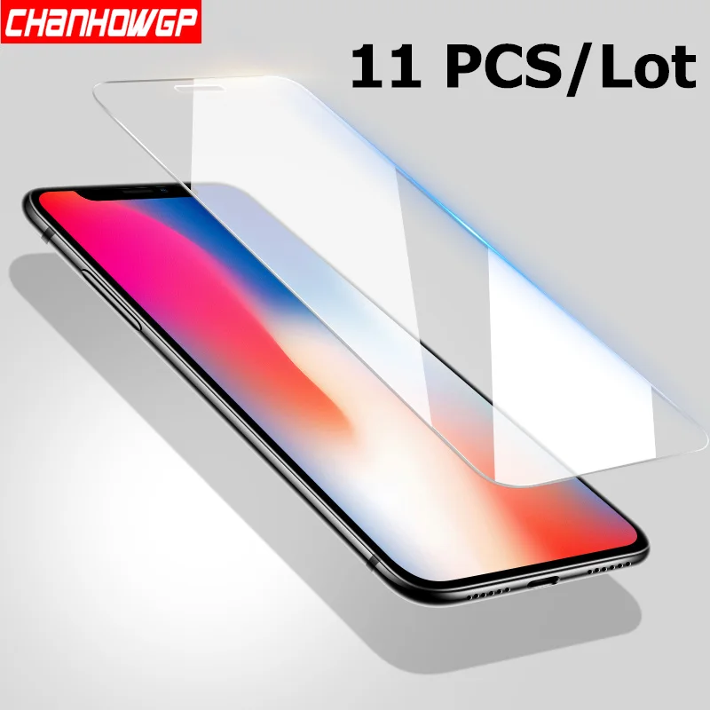 11 шт./лот, закаленное стекло для iphone X XS MAX 6, 6s, 7, 8 Plus, 5, 5S, SE, 5C, 4S, 4, Защитная пленка для экрана, стекло для iphone 7, iphone 8, чехол