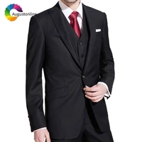 tailored made black men suits peaked lapel slim fit formal business 3piece blazer groom tuxedo prom male jacket costume homme