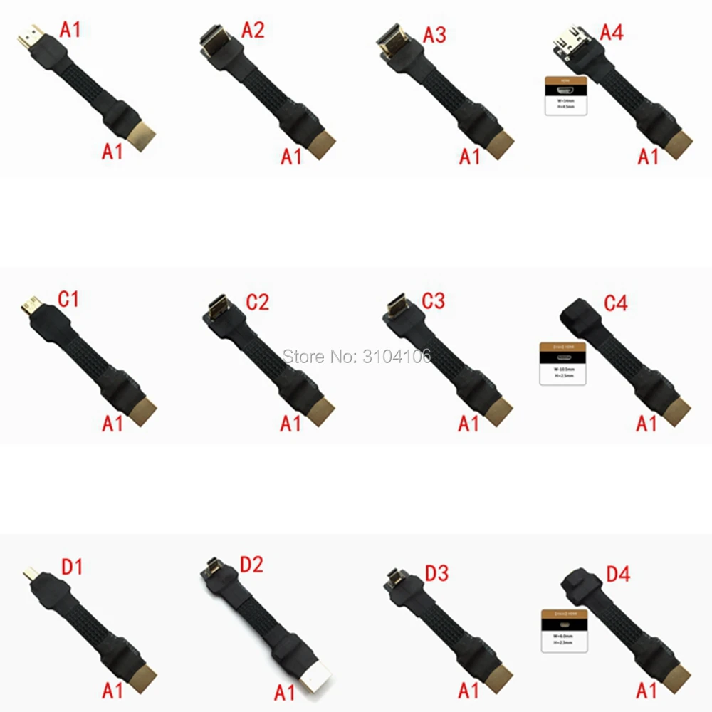A1HDMI 2,0 мужчина к FPV HDMI Mini HDMI Micro HDMI экранированный FPC плоский кабель 4 К 60 Гц 5 см-50 см для Multicopter аэрофотосъемки