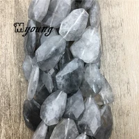 3 strandslot faceted cloudy quartz slice beads natural grey cloudy gem stonehigh quality loose beads for jewelry diy my1577