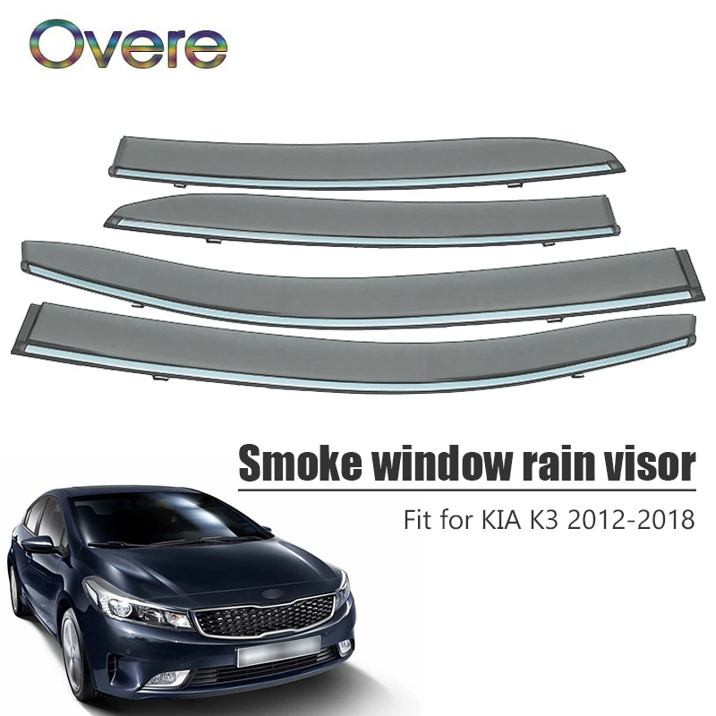 Overe 4 шт./1 комплект Дымовое окно дождевой козырек для Kia K3 2012 2013 2014 2015 2016 2017 2018