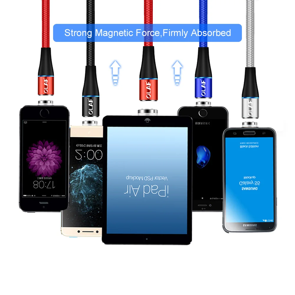 Магнитный кабель для быстрой зарядки OLAF 3A Micro usb type C кабель для зарядки iPhone 6 7 8 Plus X XR XS Max USBC кабель type-C