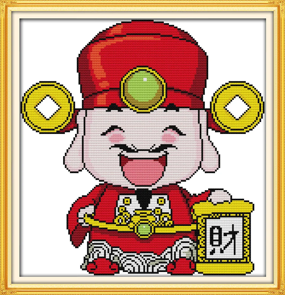 

Little God of Wealth (3) cross stitch kit Chinese pattern count print canvas DMC embroidery DIY handmade needlework supplies bag