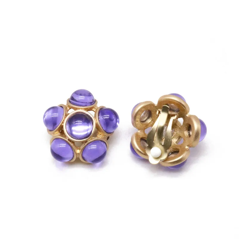 purple Новые разноцветные опаловые модные милые серьги-клипсы - Окраска металла: purple