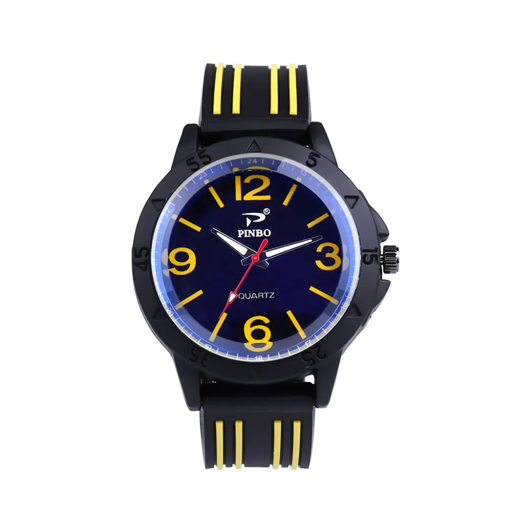 Модные Роскошные повседневные Черные наручные часы с силиконовым ремешком для