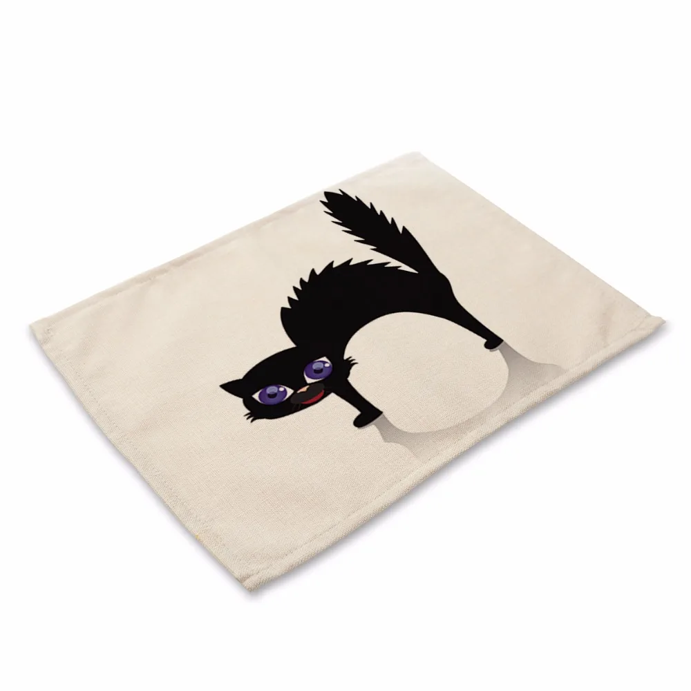 42X32CM Table Mats Beautiful black cat Images Dinner Placemats Tea Coffee Towel Restaurant Plates Decoration MA0076 | Дом и сад