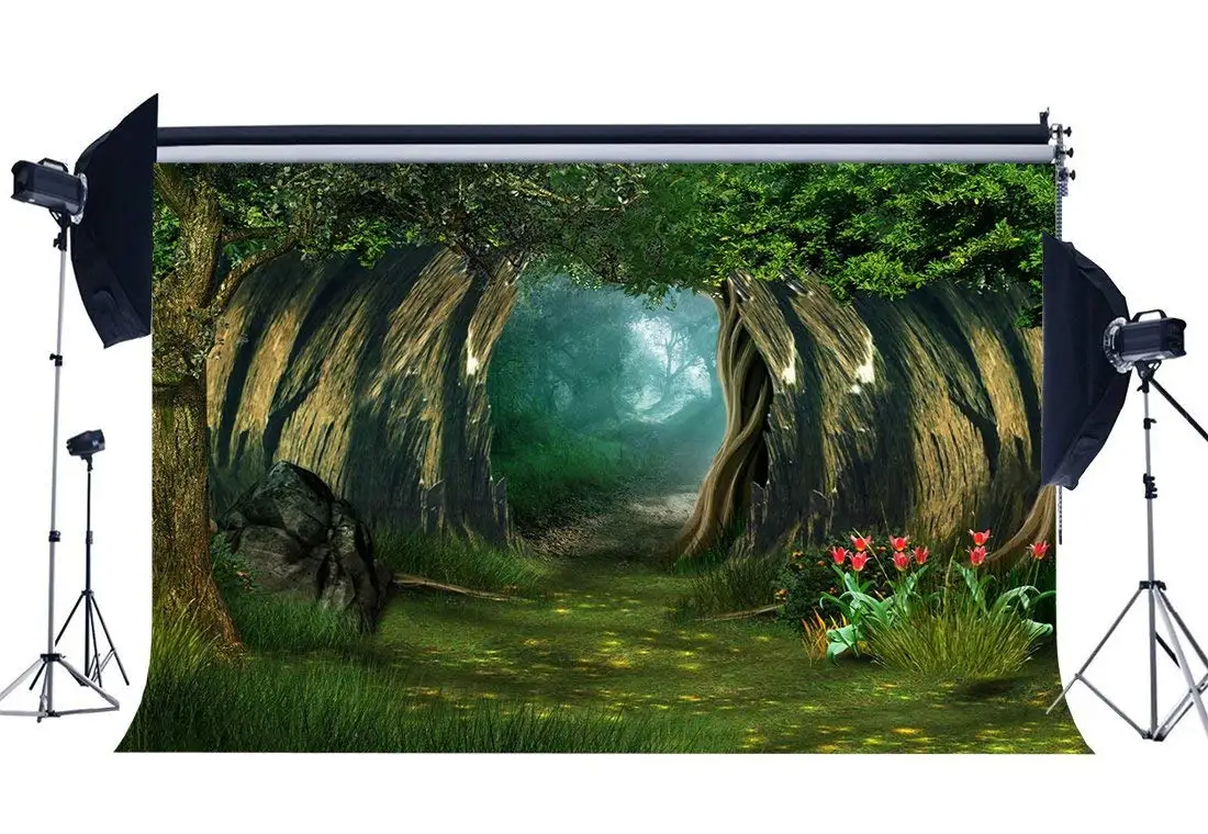 

Fairytale Backdrop Dreamy Jungle Forest Backdrops Trees Flowers Green Grass