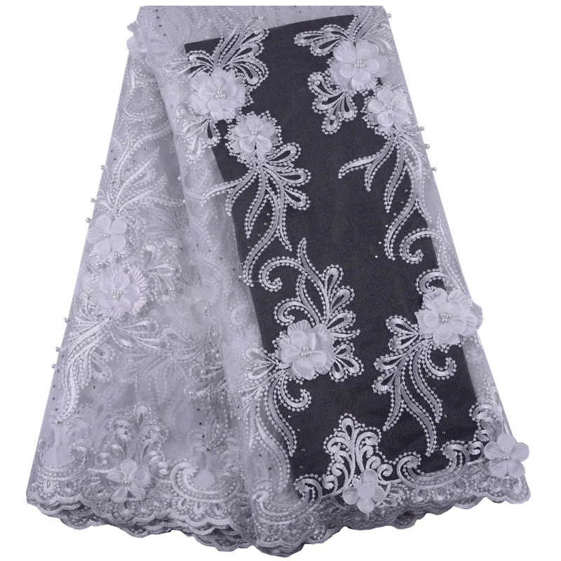 Новый популярный французский 3D цветочный кружевной белый вышитый Африканский