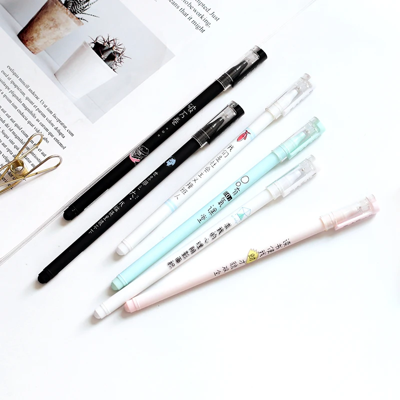 

8 pcs/lot creative Subject Gel pen 0.35MM Refill Black ink Business cartoon lovely pen student Stationery Office school supplies
