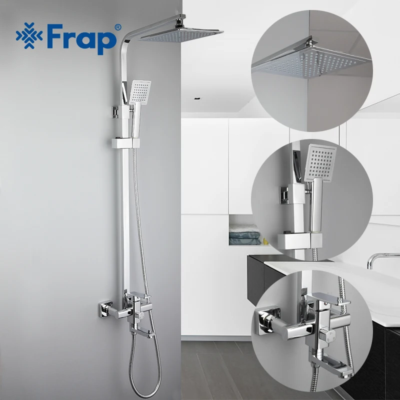 

Frap Bathroom Luxury Rainfall Shower Faucet Set Single Handle Mixer Tap With Hand Sprayer Wall Mounted Bathtub Faucet Sets F2420