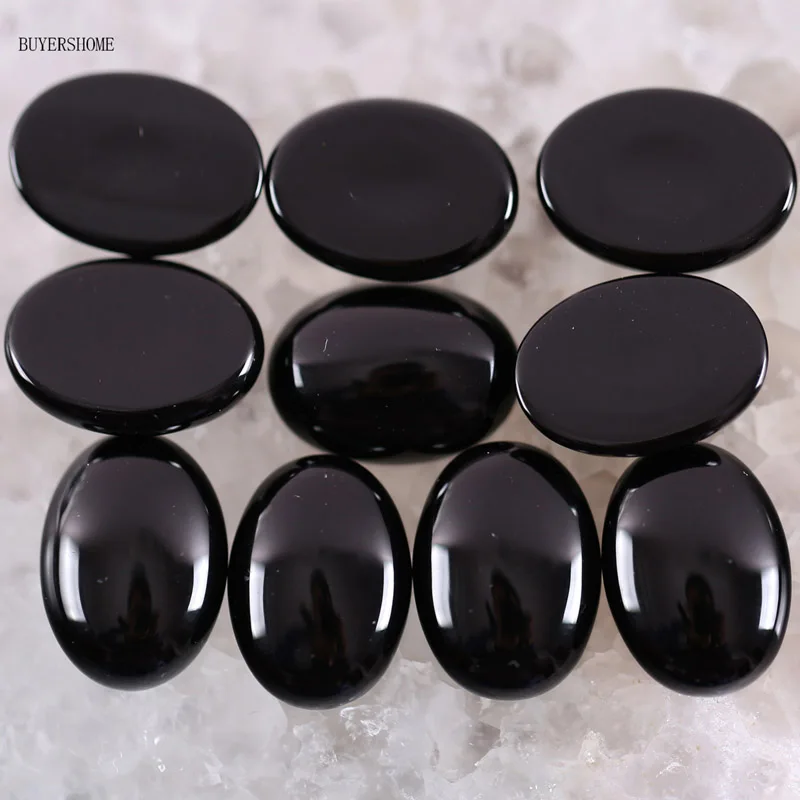 Black Agate 18x13 мм кабошон овальные бусины из натурального камня черный оникс для изготовления ювелирных изделий ожерелье кулон браслет серьги 10 шт. K1605 - Цвет: Black Agate