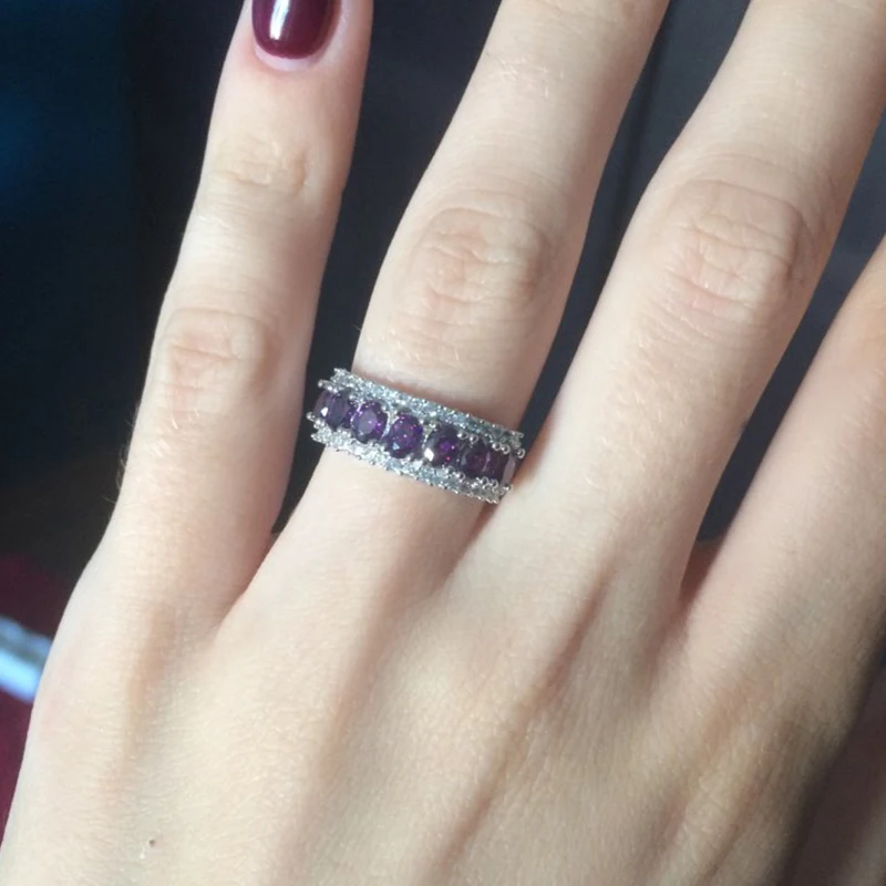 ORSA JEWELS кольцо без содержания свинца и никеля класса ААА кольца с фиолетовыми цирконами прозрачные CZ микро проложенные кольца для женщин модные ювелирные изделия OR43