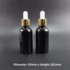 Флакон для эфирного масла A ++ 30 мл30 куб. См1 унция, пустые стеклянные флаконы-капельницы с яркой золотой крышкой, черная многоразовая стеклянная посуда 5 шт.лот
